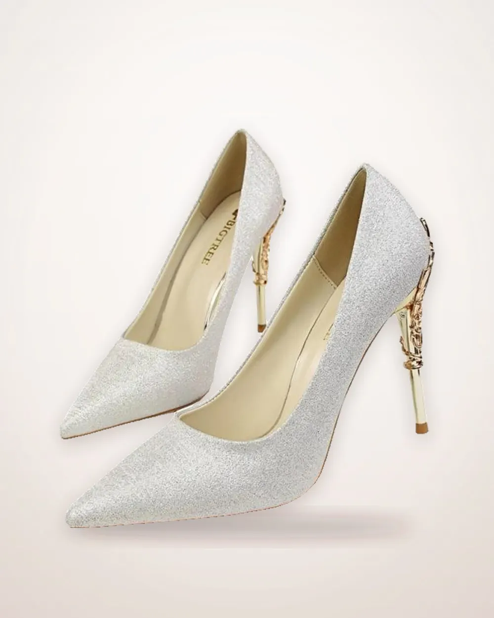 Metal-Engraved Wedding Heels