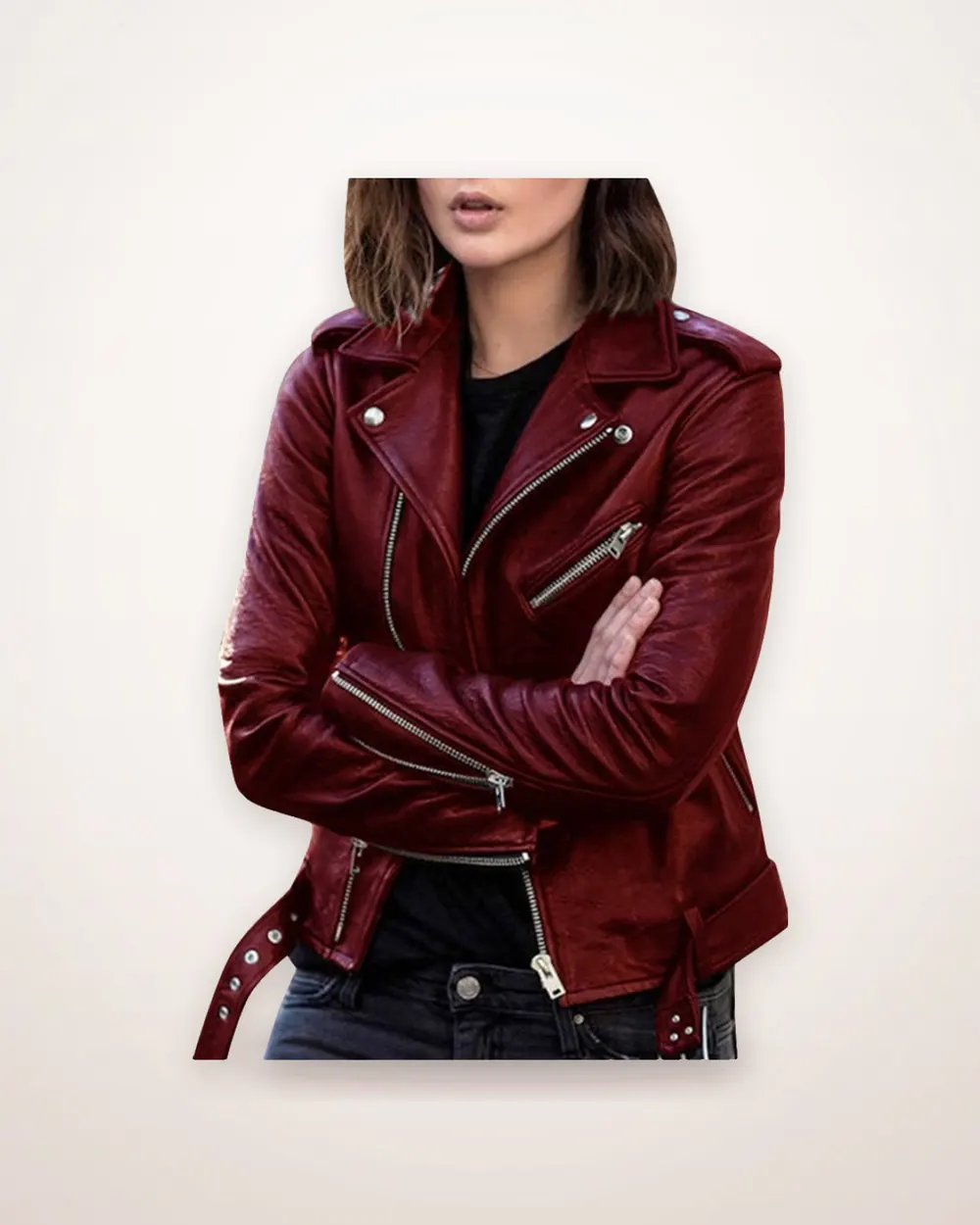 Cropped Faux Leather Zip Jacket