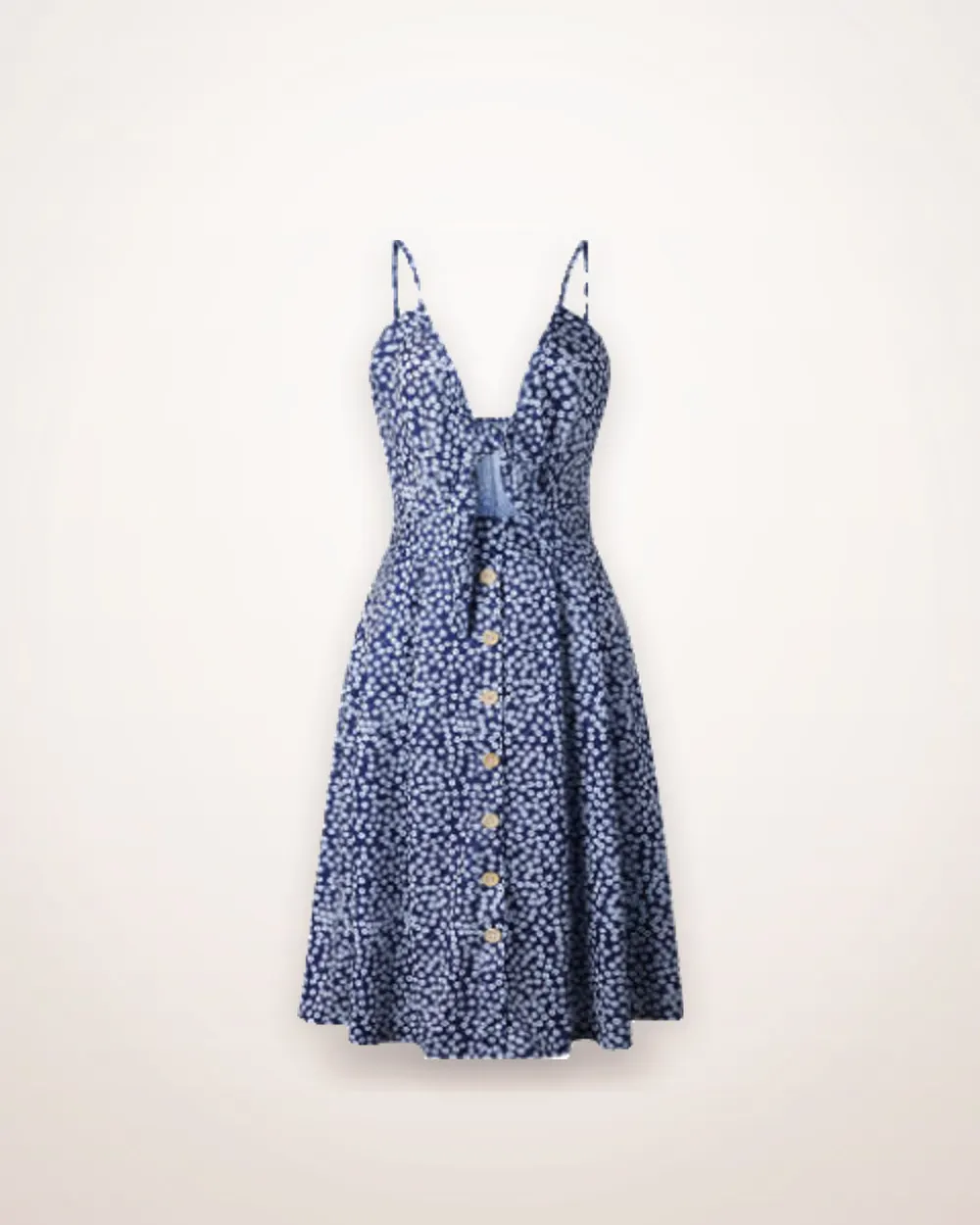 Buttoned Bow-Back Sleeveless Dress