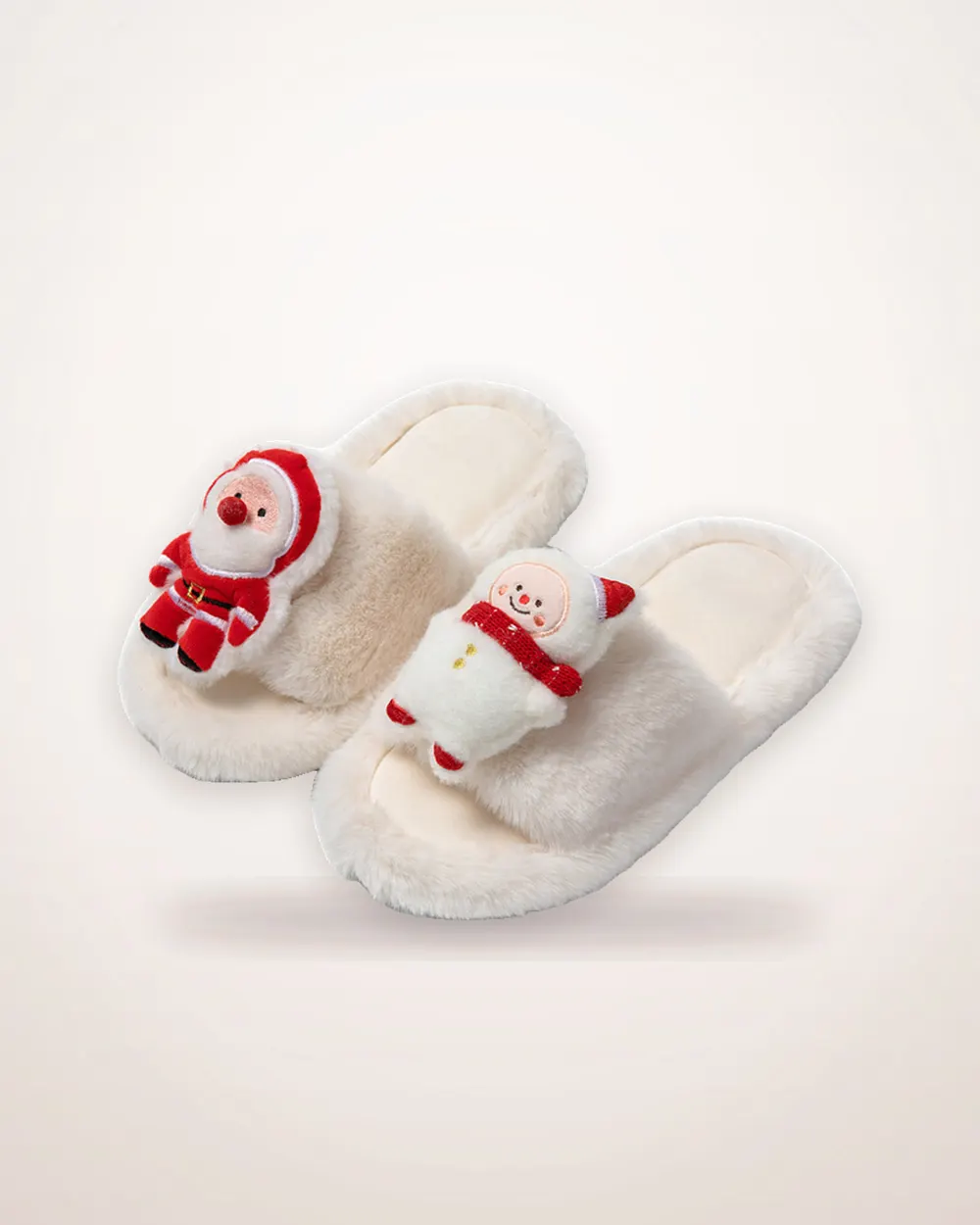 Santa Claus Open-Toe Plush Slippers