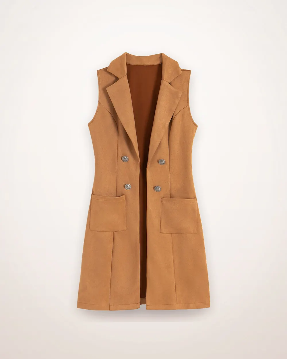 Longline Suede-Feel Drawstring Vest