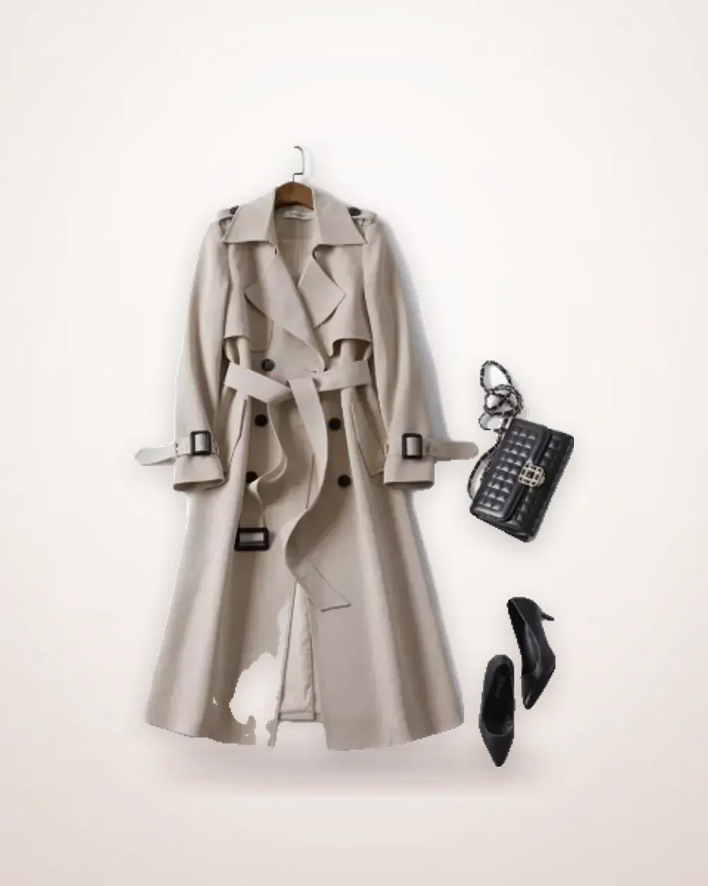 Double-Breasted Tie Trench Coat