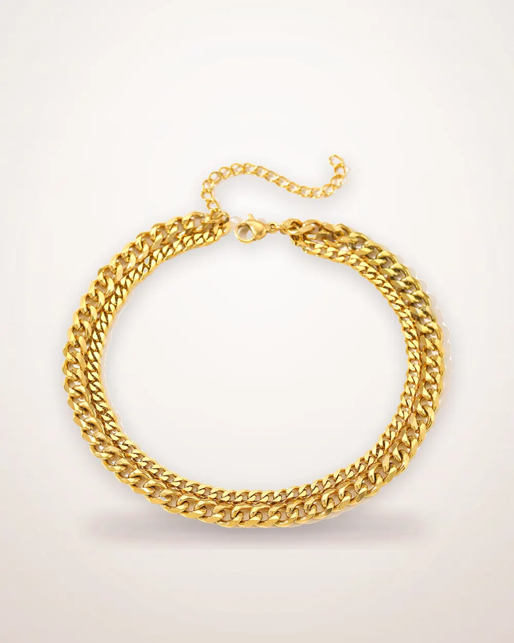 Two-Tone Cuban Chain Anklet Set
