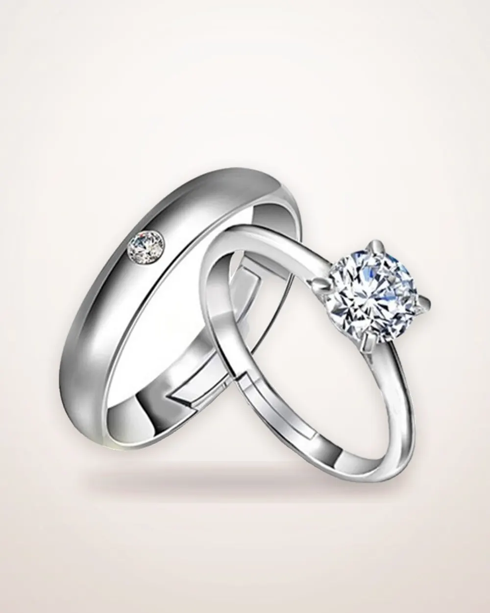 Adjustable Geometric Couple Ring Set