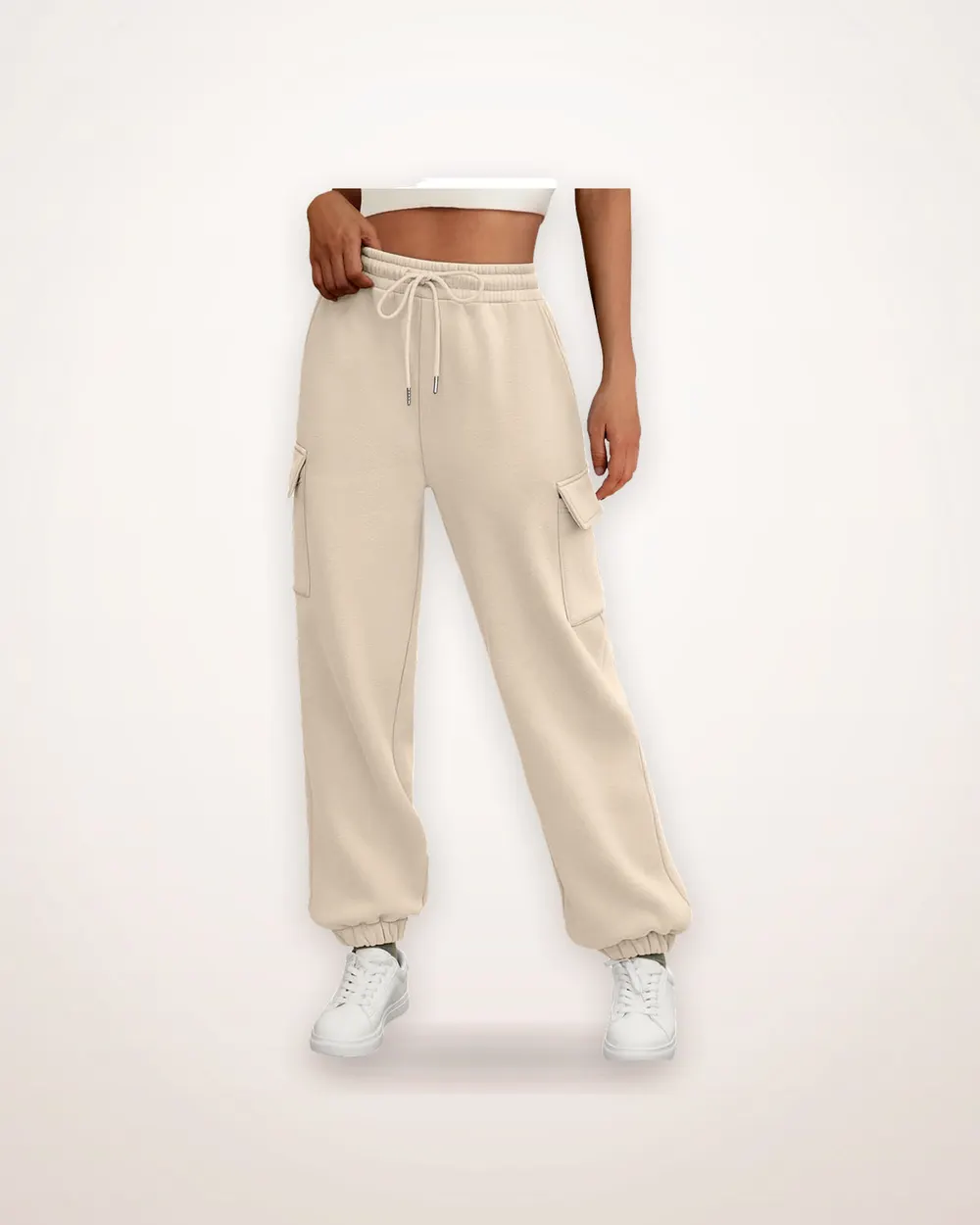 Fleece-Lined High-Waist Jogger Trousers