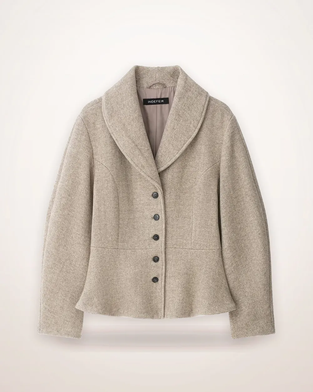 Herringbone Shawl Collar Cinched Waist Coat