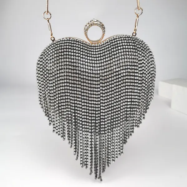 Heart-Shaped Tassel Evening Bag
