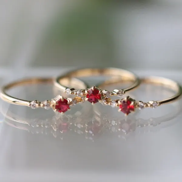 Ruby and Diamonds Gold-Tone Ring