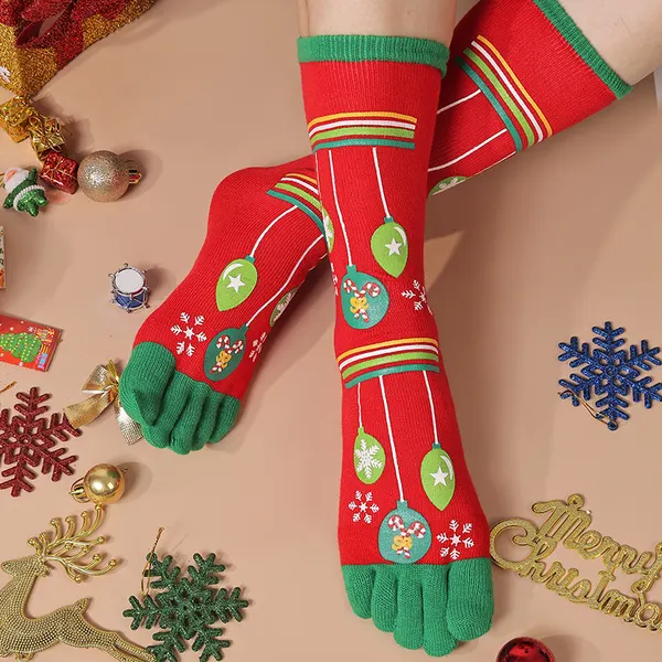 Festive Split-Toe Ankle Socks