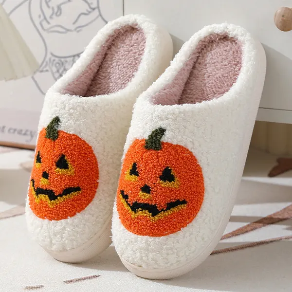 Warm Suede Pumpkin Slippers