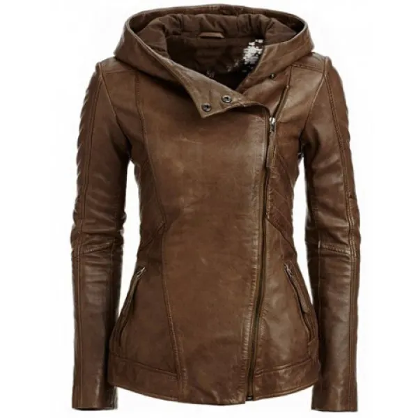 Hooded Faux Leather Jacket