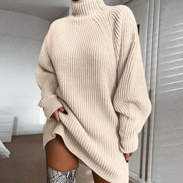 Turtleneck Long Knit Sweater Dress