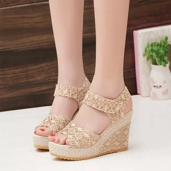 Leather Peep-Toe Platform Sandal