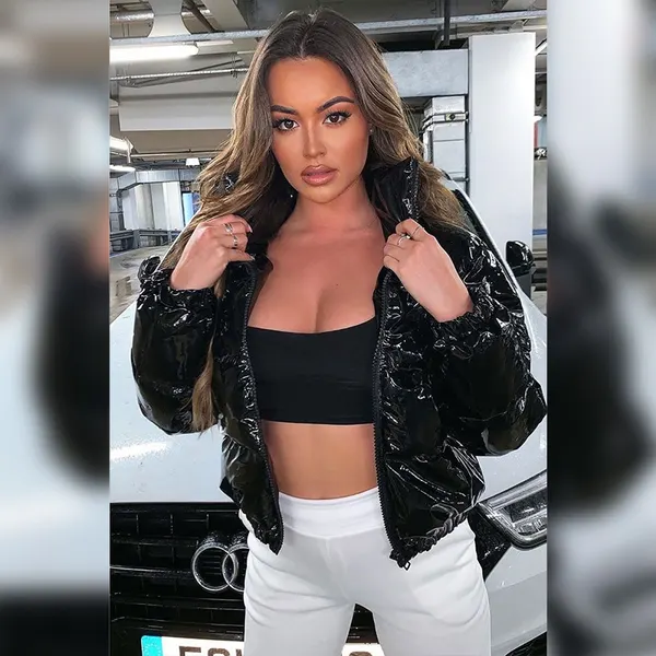 Faux Leather Quilted Puffer Jacket