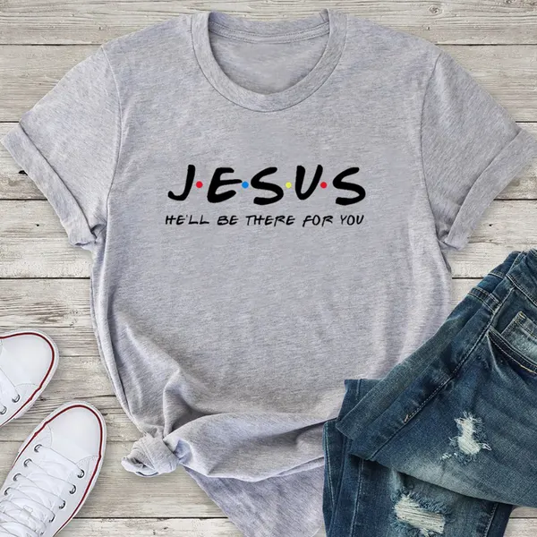 Jesus Friends Print Cotton T-Shirt