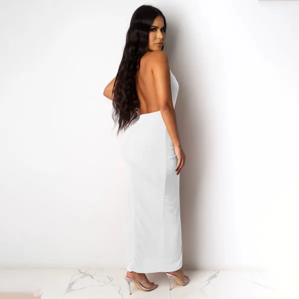 Pleated High-Slit Sheath Dress