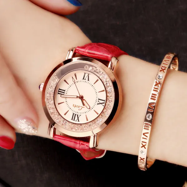 Quartz Watch with Rhinestone Crown