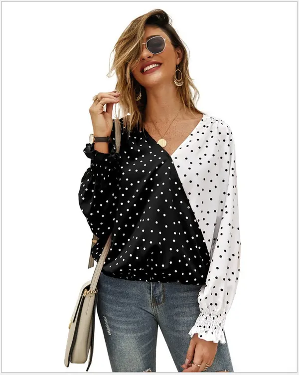 V-Neck Longline Stitch-Detail Top