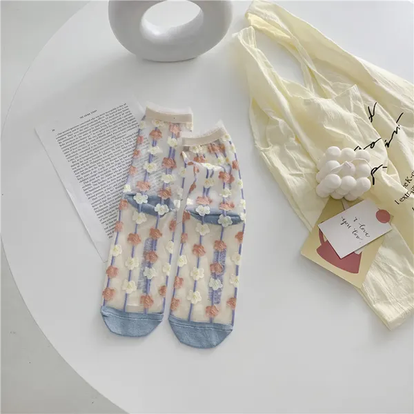 Sheer Daisy Dot Glass Silk Socks