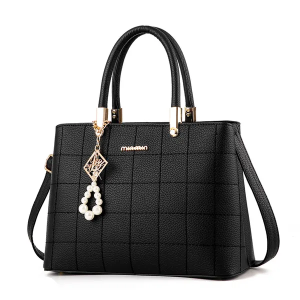 Soft PU Shoulder Bag with Pom-Pom Charm