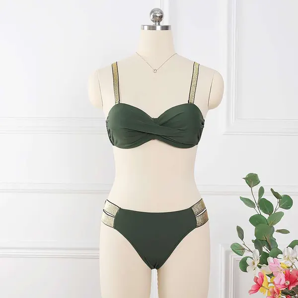 Gathered Cup Bandeau Bikini Set