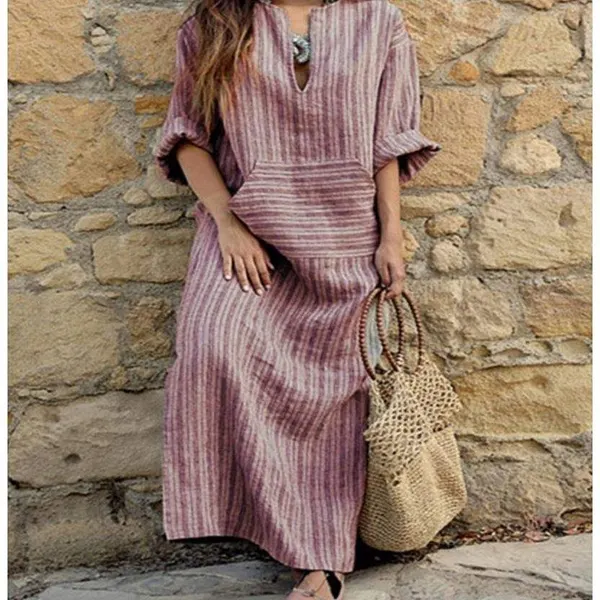 Long Striped Loose Maxi Dress