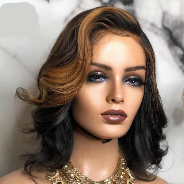 Short Curly Black and Brown Wig