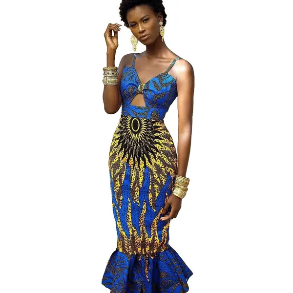Printed Fishtail Maxi Slip Dress