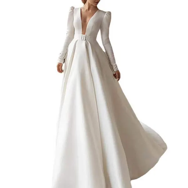 Satin-Finish Long Princess Dress