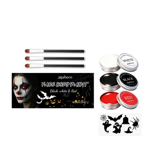 High-Pigment Halloween Face Paint and Tattoo Set