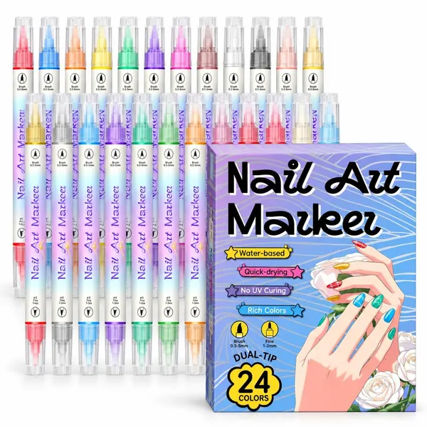 24-Color Nail Art Marker Set