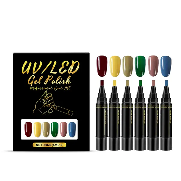 6-Piece Gel Nail Art Pen Set