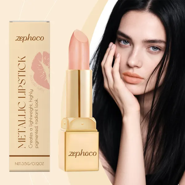 Metallic Cream Lipstick in Light Apricot