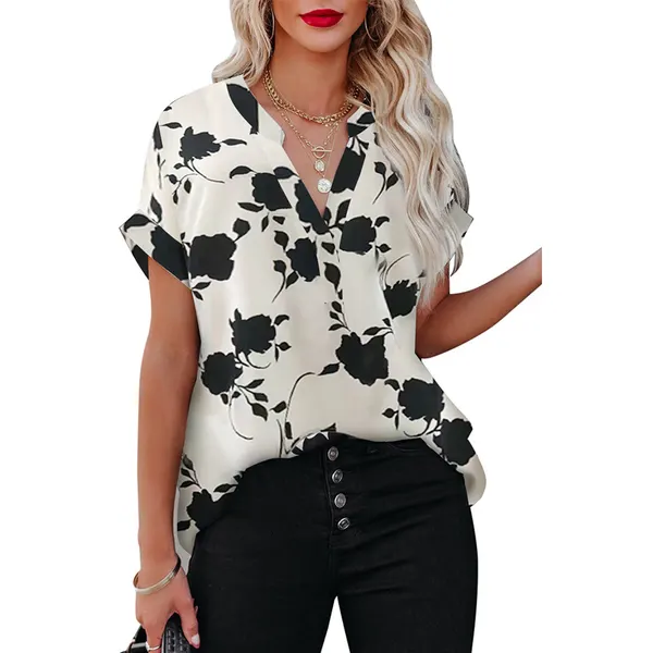 Floral Print Three-Quarter Sleeve Blouse