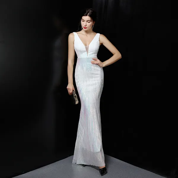 Rhinestone Fishtail Evening Gown