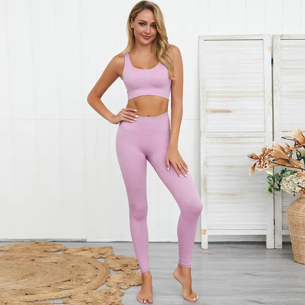 Cotton Blend Two-Piece Yoga Set