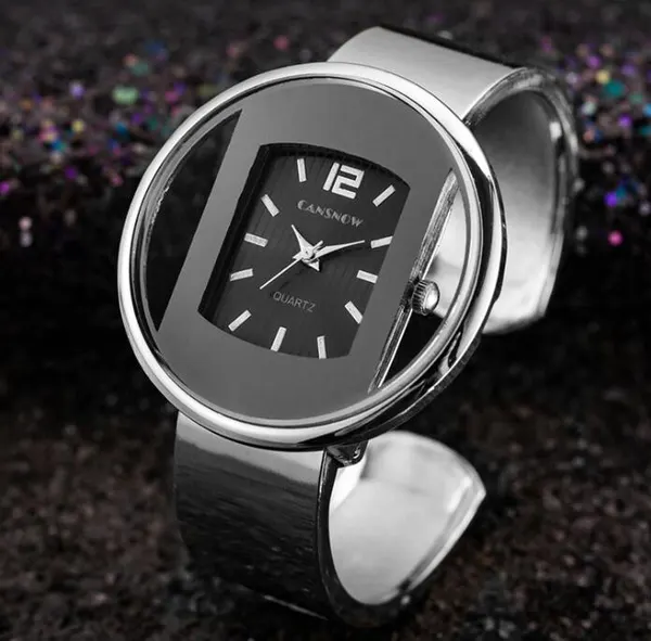 Cuff Bracelet Watch, Gold or Silver Dial