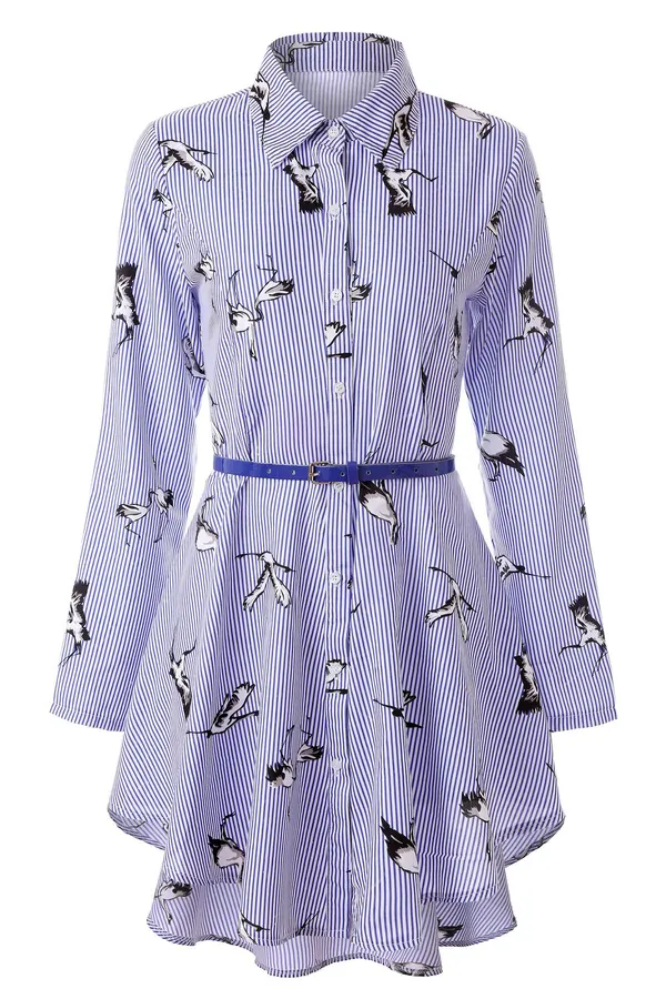 Striped Cotton Long-Sleeve Shirt Dress