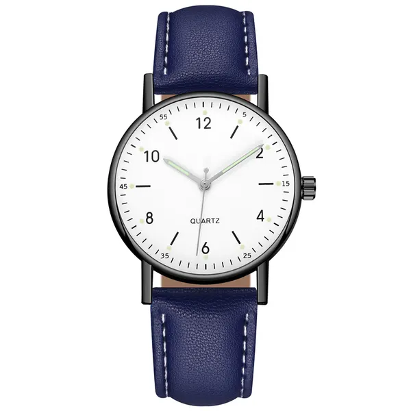 Luminous Quartz Watch with Imitation Leather Strap