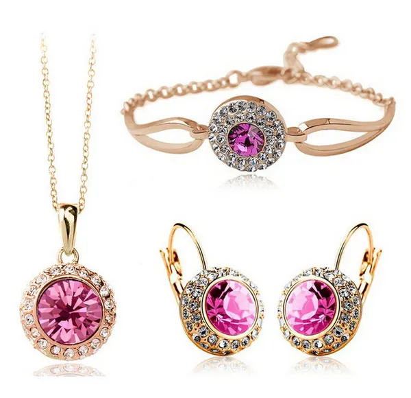 Stone-Set Pendant, Earring and Bracelet Trio