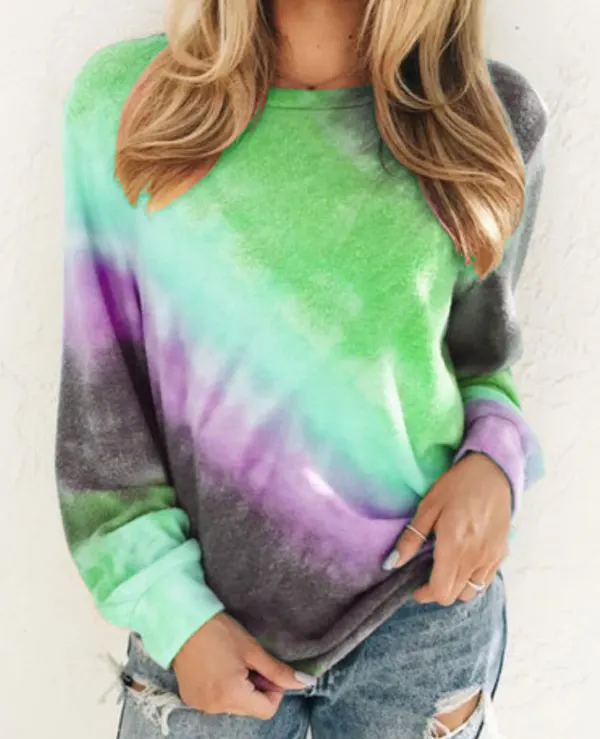 Rainbow Tie-Dye Loose Tunic Top