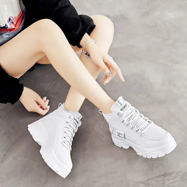 Thick-Sole Microfiber Slip-On Sneakers