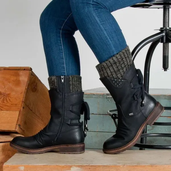 Rhinestone Mid-Calf Winter Snow Boots