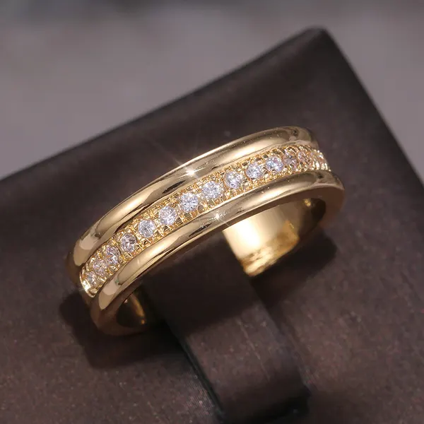 Slim Gold-Tone Zircon Ring