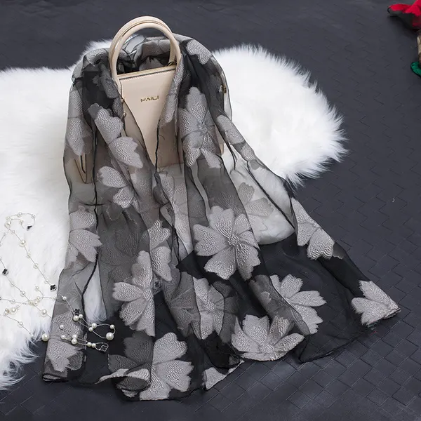 Cut Flower Organza Scarf
