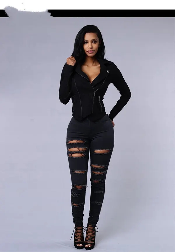 High-Waist Cotton Skinny Jeans