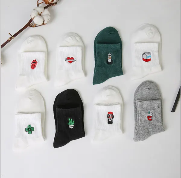Harajuku Embroidered Cotton Socks