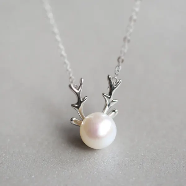 Copper Elk Pendant with Pearl