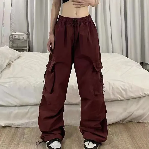 Burgundy Cuffed Straight-Leg Trousers