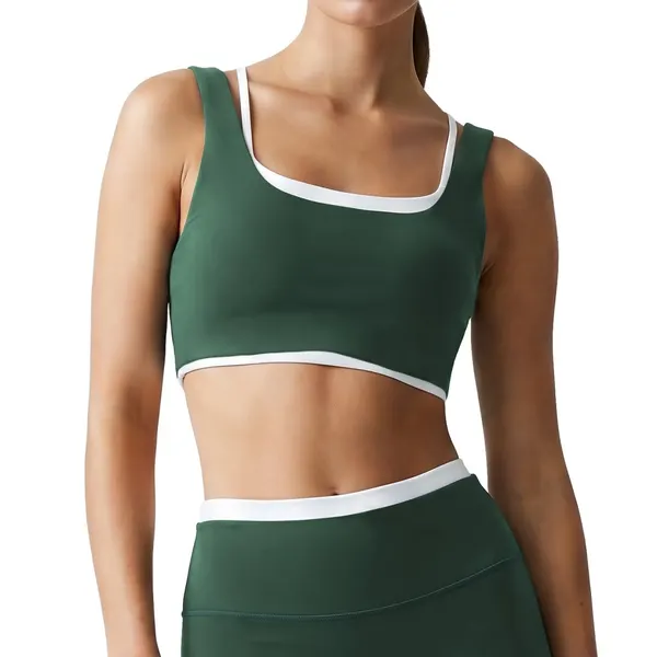 Contrast Double-Strap Sports Bra